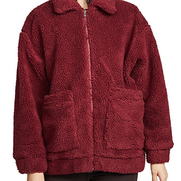 LAST ONE Dark Burgundy Oversize Pixie Teddy Coat - Picture 3 of 7